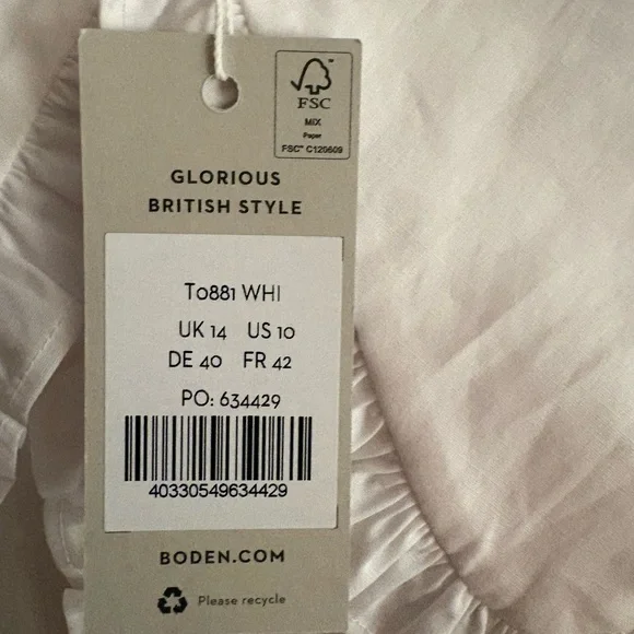 Boden White Ruffle-Trim Button Front Blouse - Picture 3 of 6